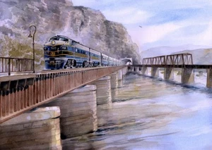 Potomac Eagle #722 B&O F7A. Harpers Ferry WV. James Mann acquerello stampe treno - Foto 1 di 2