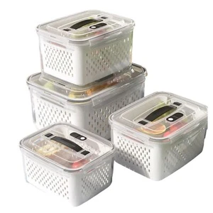 4 Pcs Food Storage Container Fridge Organizer Portable Fresh-keeping Box Outdoor - Picture 1 of 16
