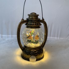 Self Spinning Glitter Snow Globe Lantern Robin Christmas Decoration Twirling
