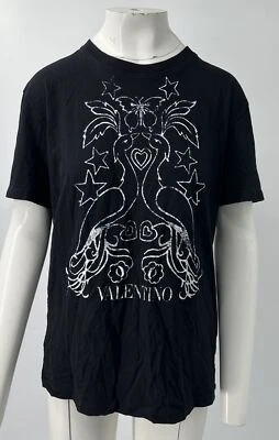Camiseta Valentino Negra Manga Corta Gráfico Logo Estampado Algodón Talla M  Foto 1 de 4