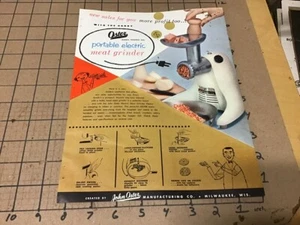 original Vintage 1950's Ad Sheet/s: OSTER portable eledtric meat grinder, ice cr - Picture 1 of 2