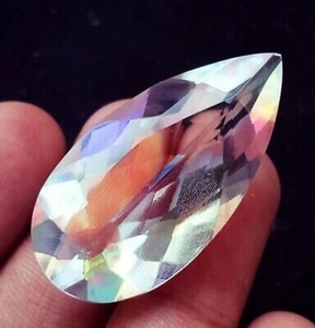 50.70 Ct Mystic Quartz Pear Shape Certified Loose Gemstone With Free Gift - Picture 1 of 7