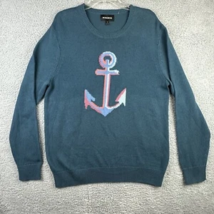 Bonobos Pullover Mens Large Slim Golf Casual Lightweight Blue Knit Ribbed Anchor - Picture 1 of 11