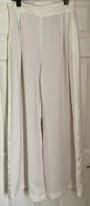 Coast Ivory Satin Trim Wide Leg Lined Trousers Size 14 Long BNWT - Picture 1 of 13