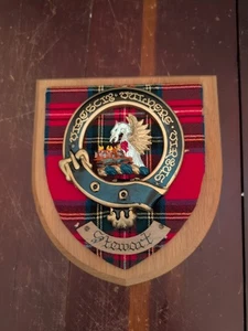 Chief Of Stewart Clan Crest Badge Plaque Wood Scottish Virescit Vulnere Virtus - Picture 1 of 24