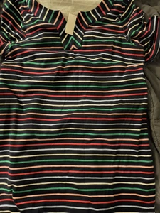 Talbots Shift Dress Womens Size XL Striped Bow Detail Knee Length Cotton - Picture 1 of 5