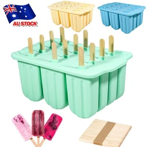 Silicone Ice Mould Cream Block Molds Popsicle Maker With 50 Popsicle Sticks AU - Picture 1 of 17