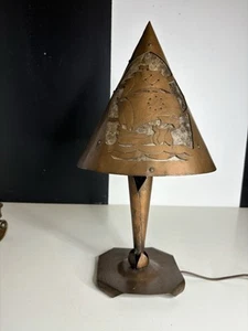 Vintage Arts & Crafts Style Hammered Copper Lamp For Repair - Picture 1 of 24