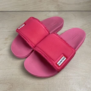 Hunter Women’s Pink Sliders Size UK 4 EU 37 Fabric Strap Holiday Beach Pool - Picture 1 of 7