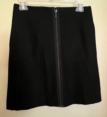 Lord & Taylor Pencil Skirt Womens Size 0 Wool Blend Front Zipper Detail Black  Foto 1 de 4