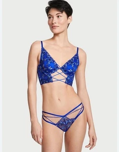 NWT Victorias Secret Blue Butterfly Bra And Panty Matching Set Size Medium - Picture 1 of 5
