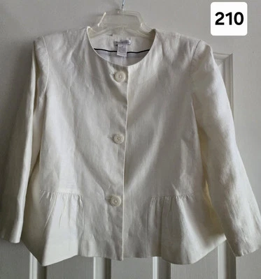 Worthington Women’s Ivory Blazer Career Jacket sz 12, 100% linen  3/4 sleeves.  - Image 1 of 4