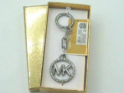 Llavero Michael Kors MK Pave Circle Metal Llavero Plata Rodio Nuevo con Etiquetas Caja de Regalo Foto 1 de 4