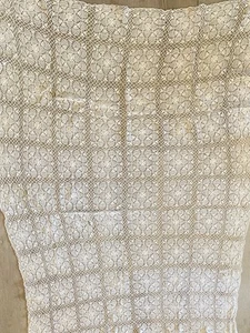 Vintage Handmade White Cotton Crochet Lace Tablecloth 74”x 52” Rectangle READ - Picture 1 of 7