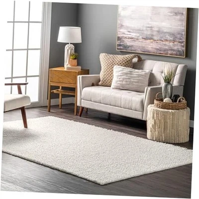  Marlow Machine Washable Soft Shaggy Faux Sheepskin Area Rug, 5x8, White  - Image 1 of 4
