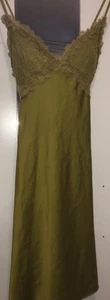 Satin Floral Green Lace Slip Dress Mini Satin camisole Size XL - Picture 1 of 4