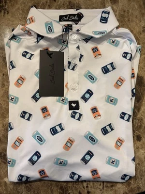 Bad Birdie Core Short Sleeve White Golf Polo “Crushable” Beer Can Men's Size - Image 1 of 4