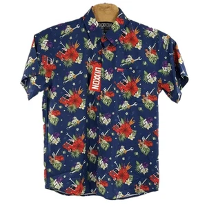 Dixxon Snap On Tools Limited Edition Button Up Shirt Mens Blue Red Hawaiian LGE - Picture 1 of 6