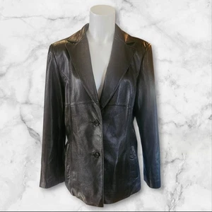 Wilson’s Leather Damen Blazer Mantel Jacke Gr. L schwarz Echtleder Knopf  - Bild 1 von 12