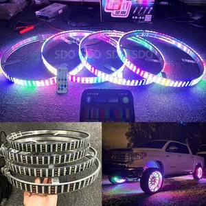 17.5'' Quad Row Dream Chasing LED Truck Wheel Lights Tire Rim Light Waterproof - Picture 1 of 14