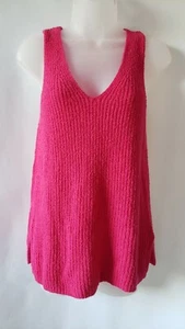 Neu mit Etikett A New Day Damen-Top Größe Medium fuchsia pink Rippstrick V-Ausschnitt   - Bild 1 von 12