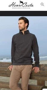 Henri costa POSITANO ZIP Onyx Baumwolle Stretch Jersey Pullover Zip Gr. Large - Bild 1 von 9