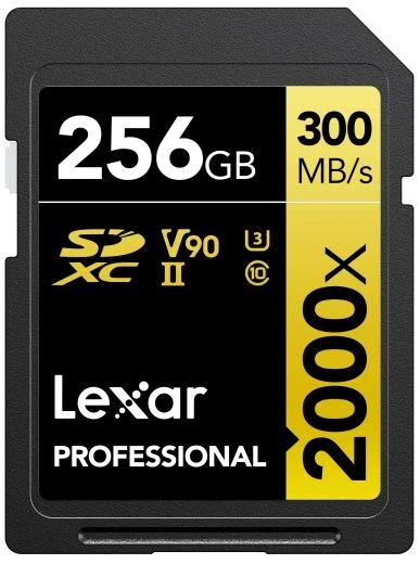 Lexar 256GB Professional 2000x 300MB/Sec UHS-II V90 SDXC Card - Image 1 of 1