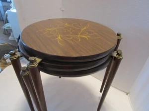 Vintage 3-Set Nesting stackable spider legs Tables design tops 14"W 1960's - Picture 1 of 16