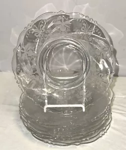 8 Heisey ORCHID CRYSTAL 7" SALAD PLATES - Picture 1 of 1