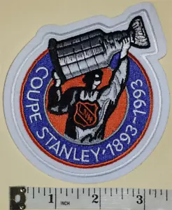 1993 NHL 100th ANNIVERSARY COUPE STANLEY CUP FRANZÖSISCHE VERSION TROPHÄE WAPPEN AUFNÄHER - Bild 1 von 1