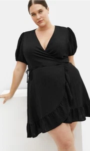City Chic Ladies Selena Ruffle Wrap Dress size 20 Large Colour Black - Picture 1 of 6