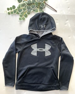 Under Armour ColdGear Hoodie Youth Large Black Lined Hoodie Fleece Lined Loose - Picture 1 of 4
