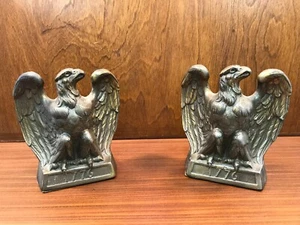 Vintage Brass 1776 America Bald Eagle Book Ends Colonial Virginia Made In 1965 - Picture 1 of 12