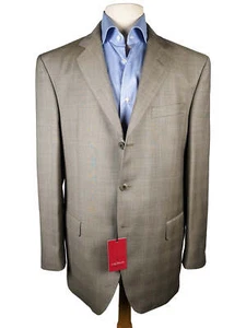 Luigi Bianchi Suit 42R Brownish Taupe Glen Plaid 3-button 120's Wool - Picture 1 of 8