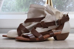 Miz Mooz Leder breite Sandalen mit mehreren Riemen und Absatz - Cassidy - Leinen - EU 38W - Bild 1 von 8