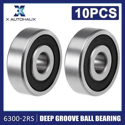 X AUTOHAUX 10pcs 6300-2RS 10x35x11mm Deep Groove Ball Roller Bearing Double Sealed Steel
