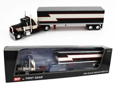 Remolque Peterbilt 359 36" techo plano 40' DCP 1:64 *NEGRO CREMA eje único Foto 1 de 4
