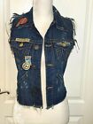 TRUE RELIGION Cut Off ON THE ROAD JADE DENIM VEST Old 76 Wash PEACE & LOVE XS