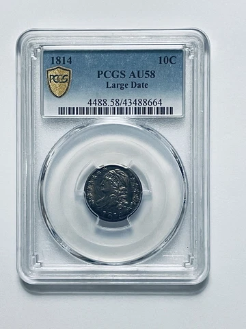 1814 Capped Bust Dime Large Date PCGS AU58 Cover