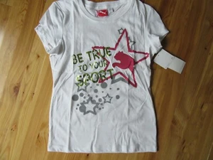 Puma Girls L Be True Graphic White/Multi S/S Tee Crew Neck Top NWT CUTE! - Picture 1 of 4
