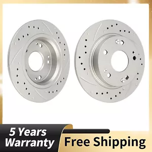 Rear Drilled And Slotted Disc Brake Rotors For Acura CSX 2006-2011 Honda Civic - Picture 1 of 15