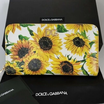 🍀Cartera Continental Dolce & Gabbana Cuero Estampado Floral Cremallera Alrededor RARA DIFÍCIL DE ENCONTRAR Foto 1 de 4