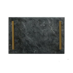 Rechteck 12 Zoll Schwarz Marmor Gold Griffe Charcuterie Schneidebrett - Bild 1 von 1