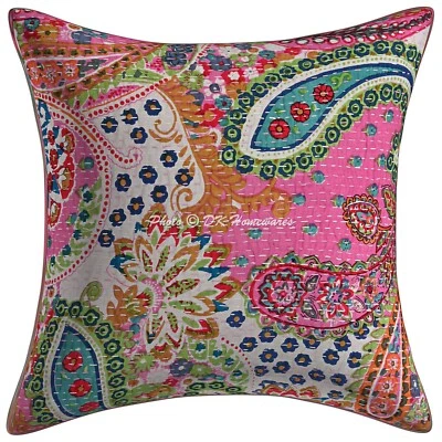 Funda Almohada Kantha 40x40 cm Decorativa Algodón Étnico Paisley Funda de Almohada Foto 1 de 4