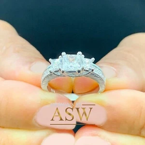 IGI ZERTIFIZIERT 14K MASSIV WEISSGOLD PRINZESSIN DIAMANT VERLOBUNGSRING 1,60ct F VS2 - Bild 1 von 9