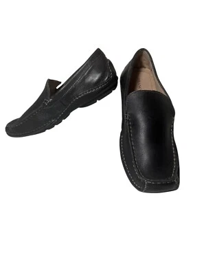 FRANCO FORTINI Cuero Negro Bowler Oxfords Mocasines Puntera Cuadrada Hombres 8.5 Foto 1 de 4