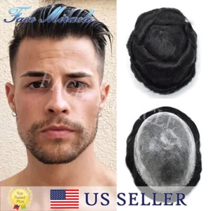 All Poly Toupee for Men Human Hair Replacement System  PU Injected Mens Toupee - Picture 1 of 111