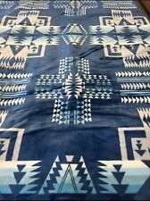 Native American Blanket Style 2 Ply Plush Reversible Throw Size King Blue1 Black