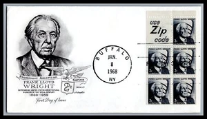 US FDC # 1280a 2c Frank Lloyd Wright Pane Artmaster Use Zip 1968, 9g409 - Picture 1 of 1