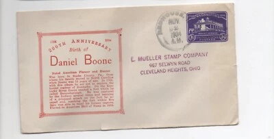United States entire U526 Daniel Boone 200th Anniversary of birth cachet - Image 1 of 2